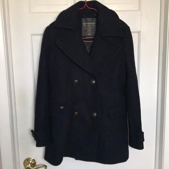 Superdry Jackets \u0026 Coats | Salenew Superdry Classic Pea Coat | Color: Blue | Size: Xs | Cccute's Closet